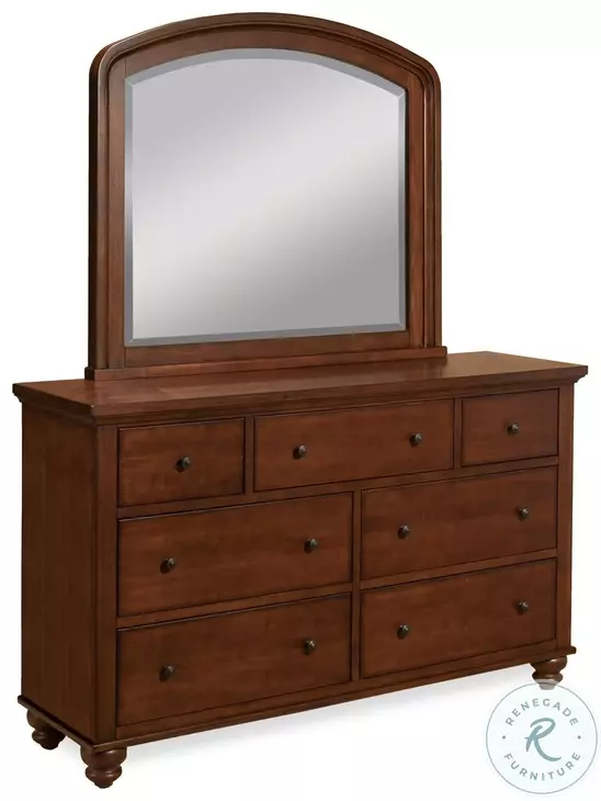Cambridge Brown Cherry Double Dresser with Mirror