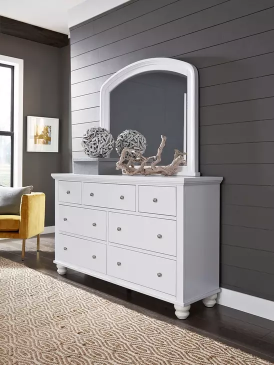 Cambridge White Arched Double Dresser Mirror