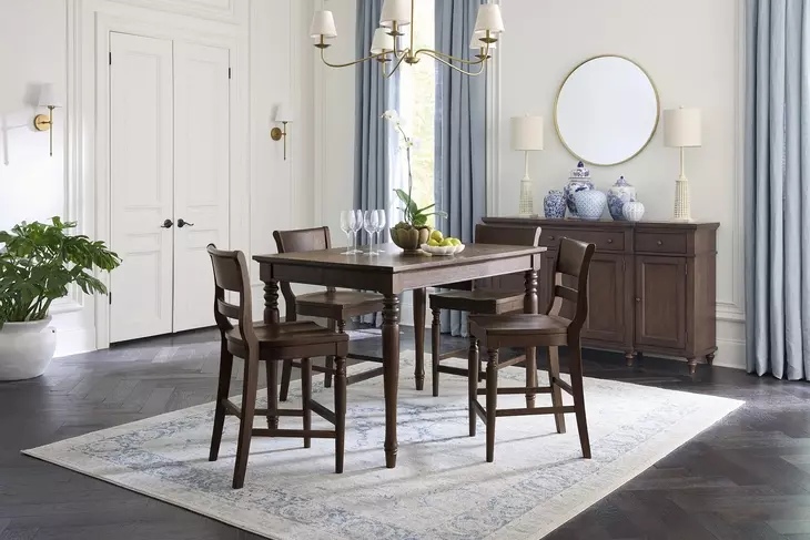 Cambridge Classic Cherry 54" Extendable Square Counter Height Dining Table