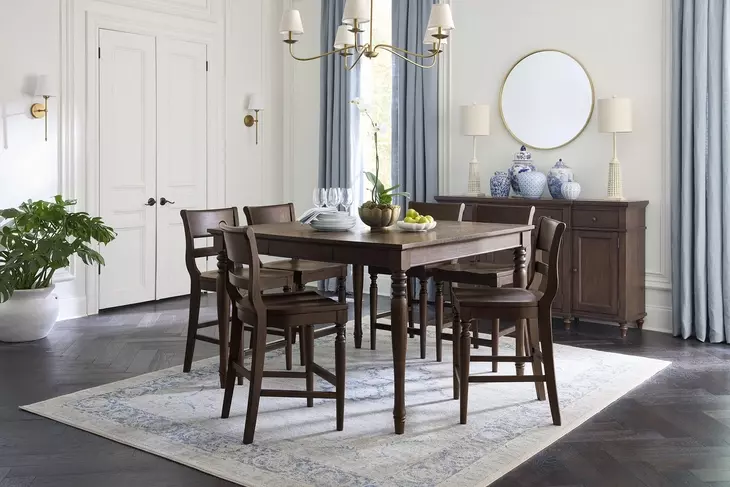 Cambridge Classic Cherry 54" Extendable Square Counter Height Dining Table