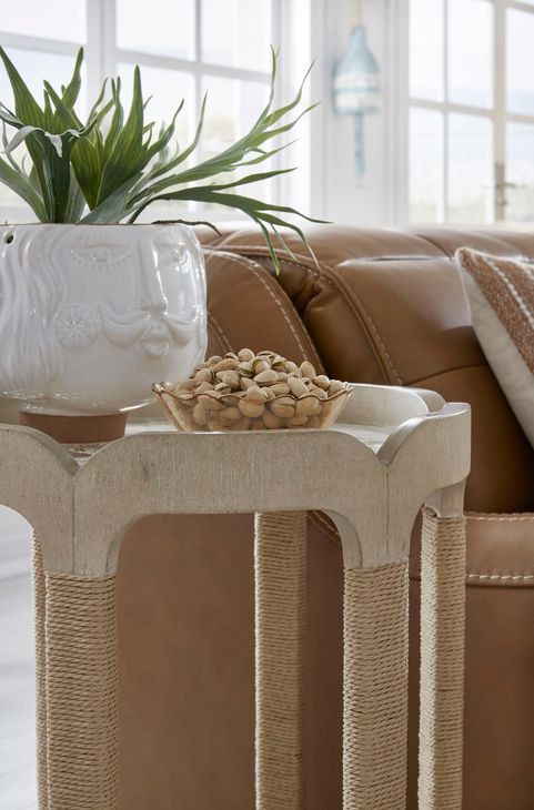 Sunset Cove Sanibel Brown Round Glass Top Drum Table