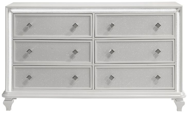 Stardust White 6 Drawer Dresser