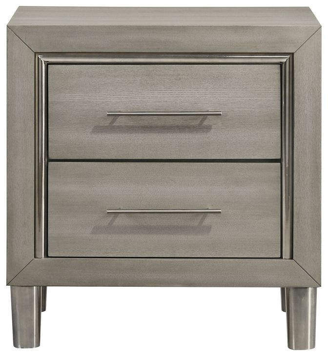 Lennox Gray 2 Drawer Nightstand