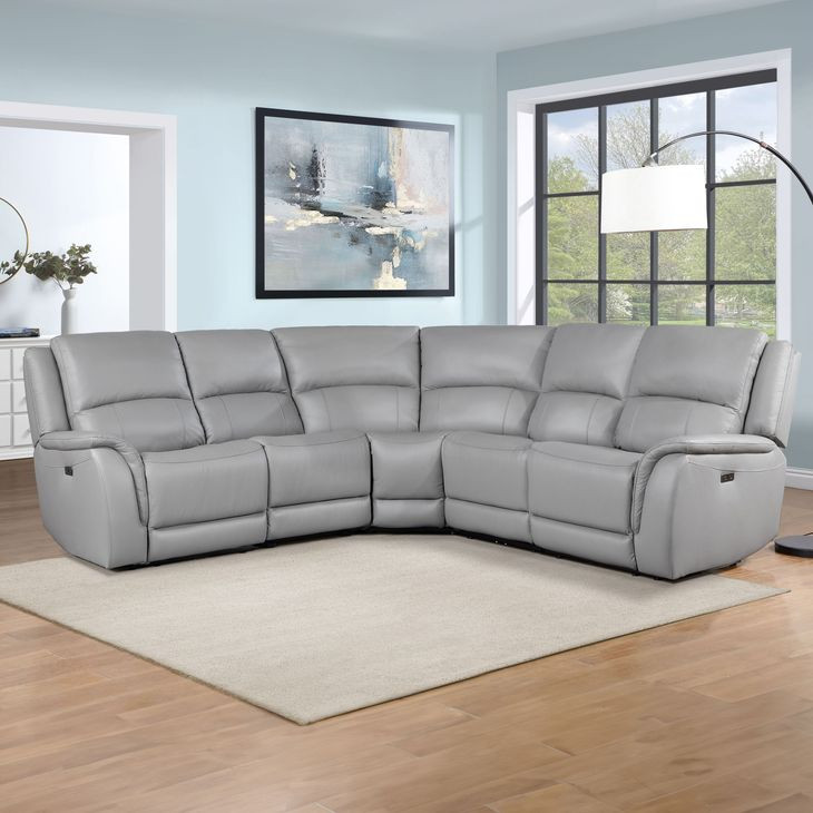 Alexandria Stone 5 Piece Modular Power Reclining Sectional with USB Charging