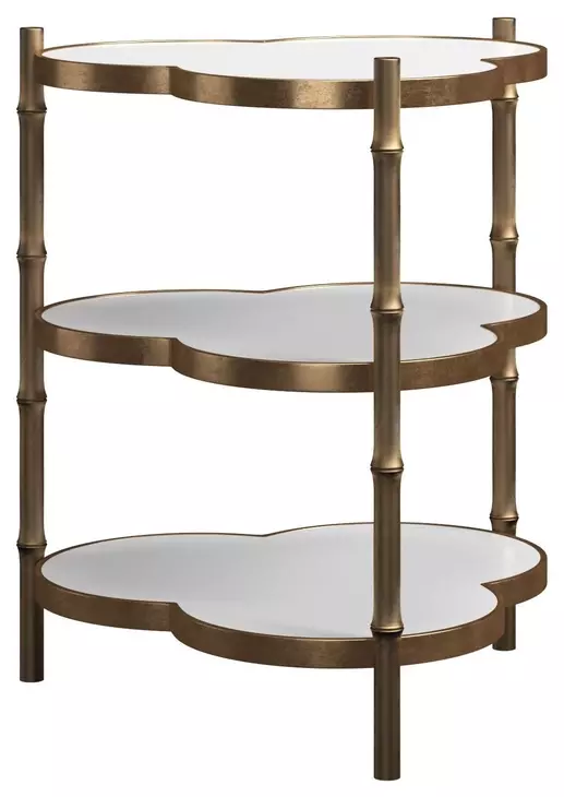 Eave Antique Brass and Milk Glass Free Form Accent Table