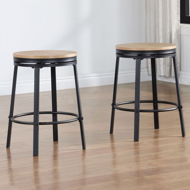 Magnolia Light Brown 24″ Backless Swivel Counter Height Stool Set of 2