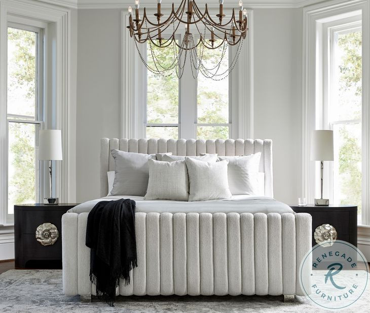 Silhouette Cream Queen Upholstered Panel Bed