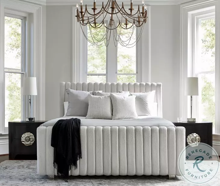 Silhouette Cream Queen Upholstered Panel Bed