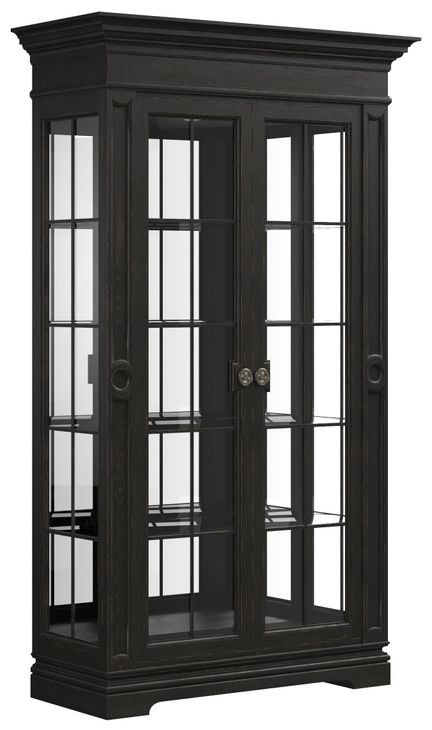Atrium Black 2 Glass Door Display Cabinet with LED