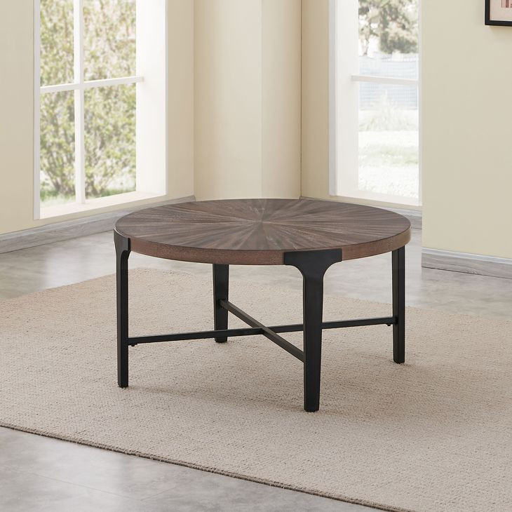 Chevron Brown 36" Round Coffee Table