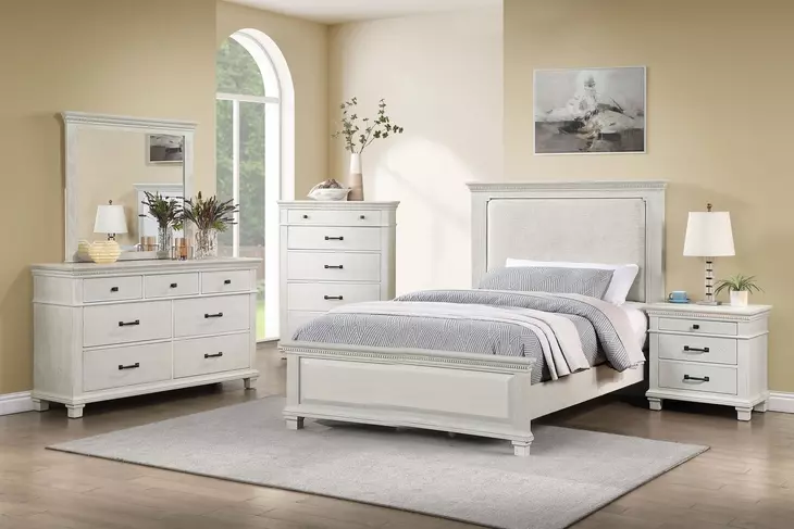 Silver Sands Gray Full Upholstered Panel Bed
