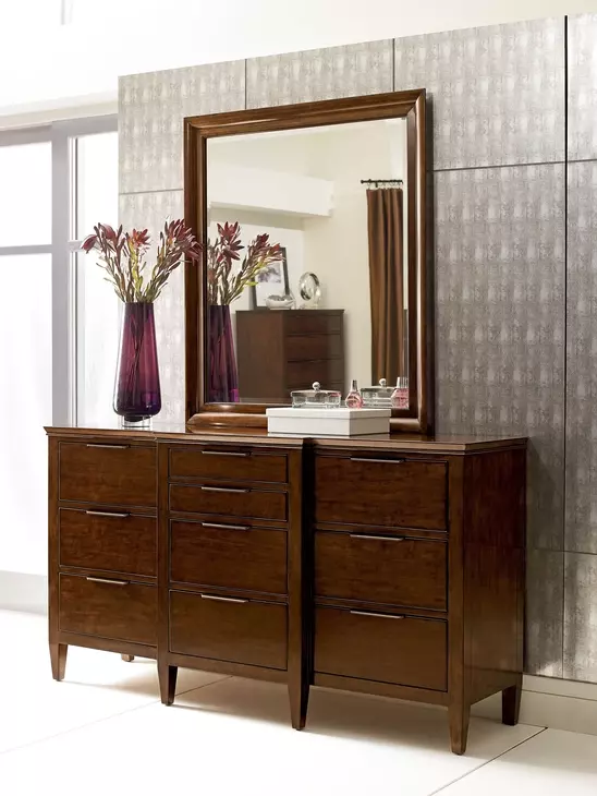 Amaretto Grove Amaretto 10 Drawer Bristow Dresser with Rectangular Mirror