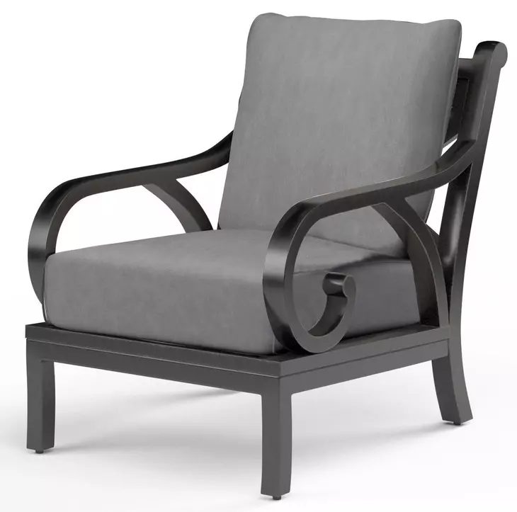Monterey Canvas Granite Upholstered Outdoor Club Chair with Self Welt