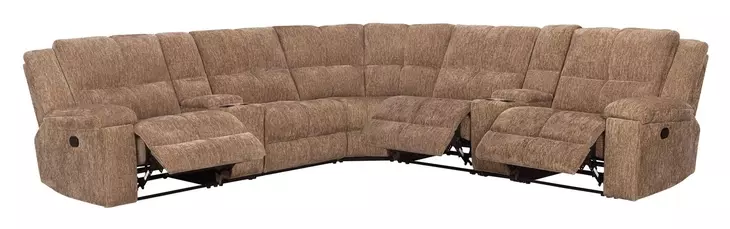 Bronco Plush Tobacco 7 Piece Modular Reclining Sectional with Console and USB Charging