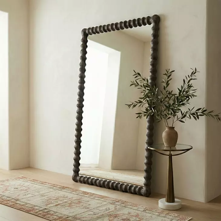 Vallente Gray Wash Rectangular Floor Mirror