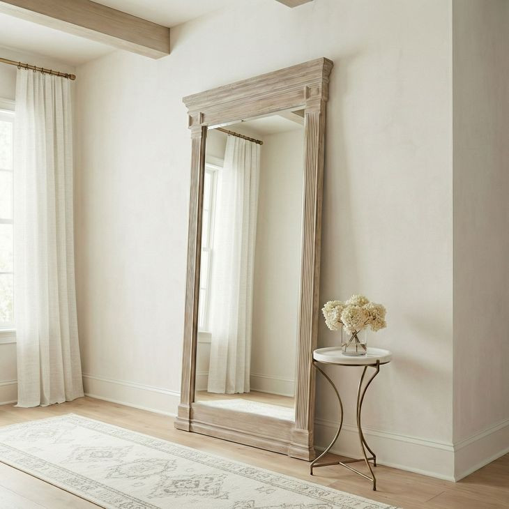 Ione Distressed Gray Rectangular Floor Mirror