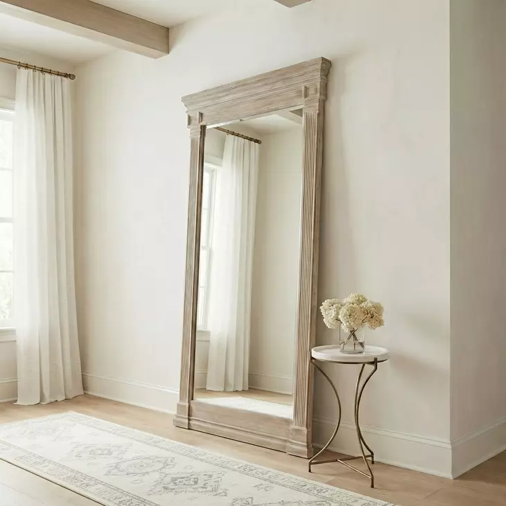 Ione Distressed Gray Rectangular Floor Mirror