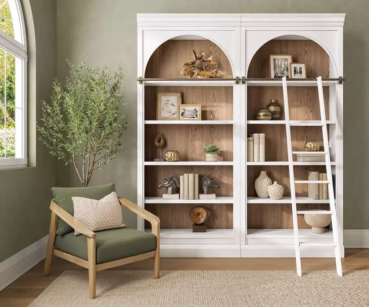 Albany White Arched 2-Piece Bookcase Wall