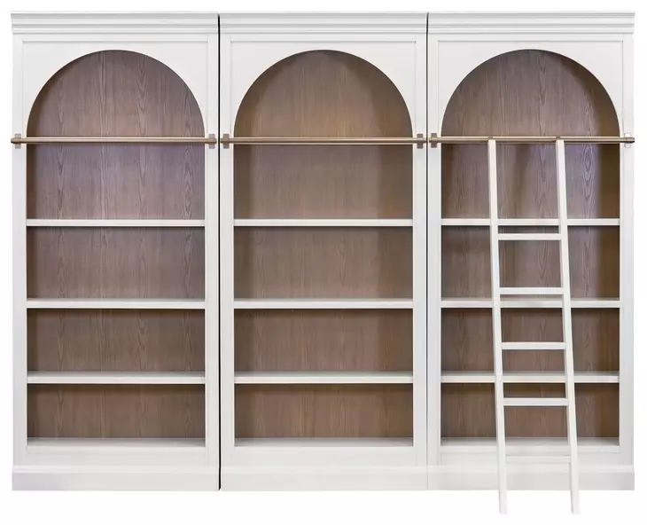 Albany White Arched 3-Piece Bookcase Wall