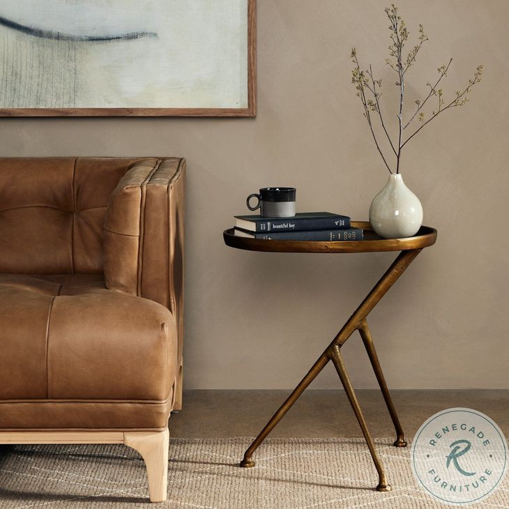 Schmidt Raw Antique Brass Accent Table