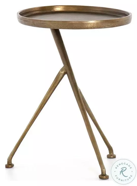 Schmidt Raw Antique Brass Accent Table