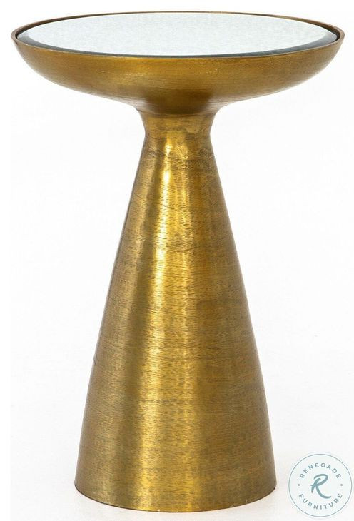 Marlow Mod Brushed Brass Pedestal Table