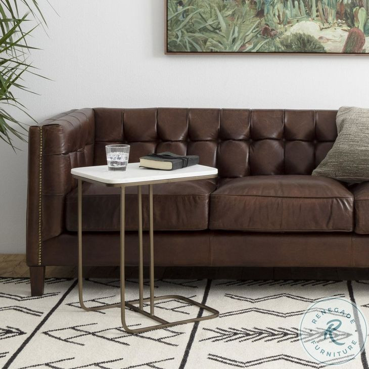 Adalley Matte Brass And Polished White Marble C Table