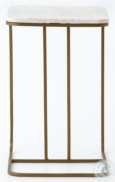 Adalley Matte Brass And Polished White Marble C Table