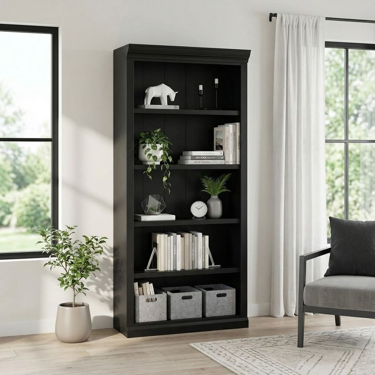 Abby Black Open Bookcase