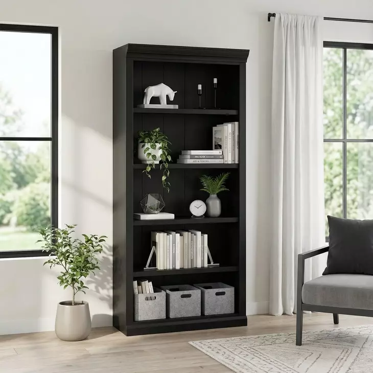 Abby Black Open Bookcase