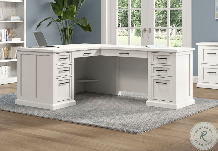 Abby White Pedestal L Shape Home Office Set from Martin Furniture ...