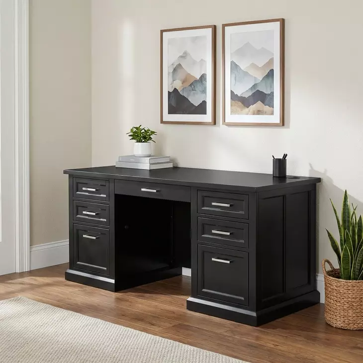 Abby Black Double Pedestal Executive Desk