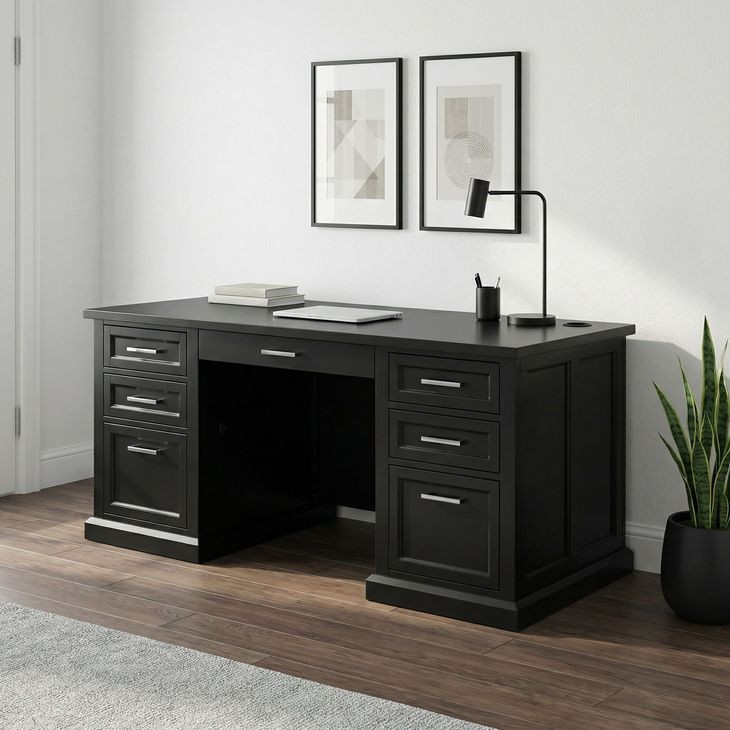 Abby Black Double Pedestal Executive Desk