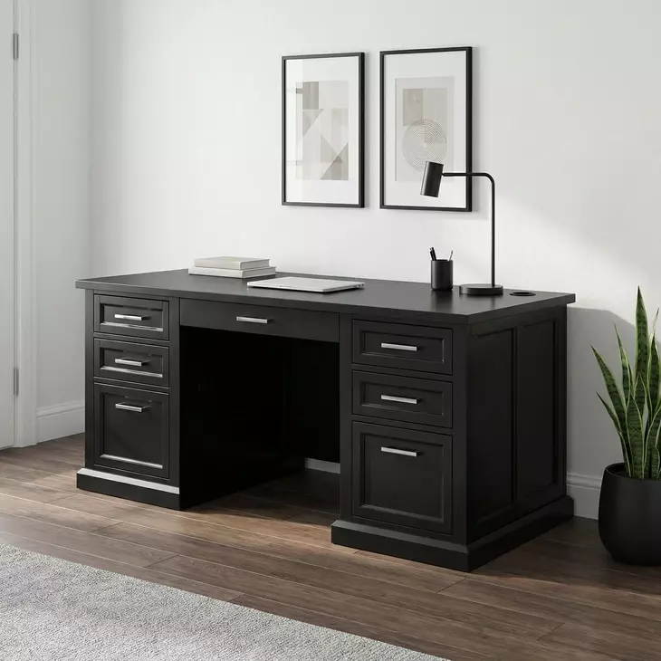 Abby Black Double Pedestal Executive Desk