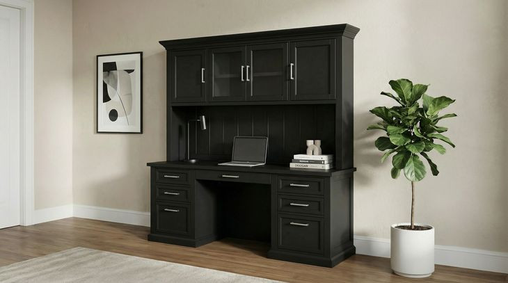 Abby Black Credenza with Hutch