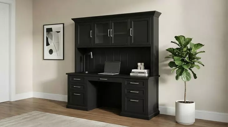 Abby Black Credenza with Hutch