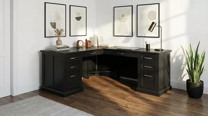 Abby Black Pedestal L Shape Desk