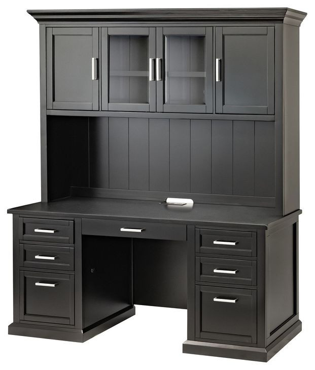 Abby Black Pedestal L Shape Home Office Set