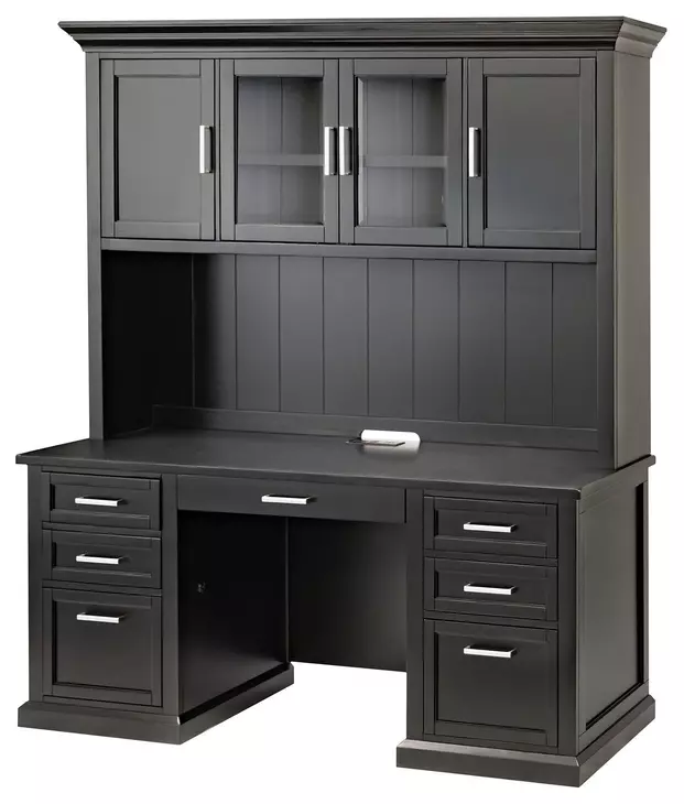 Abby Black Double Pedestal Home Executive Office Set