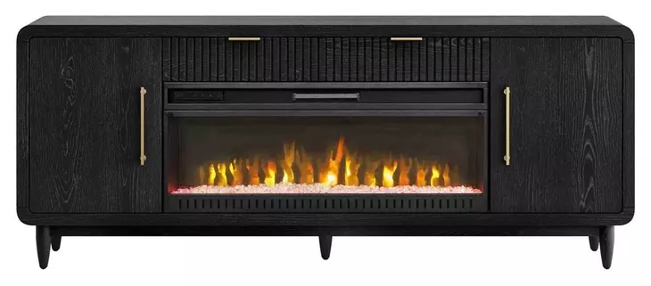 Camden Black 80" TV Stand with Fireplace