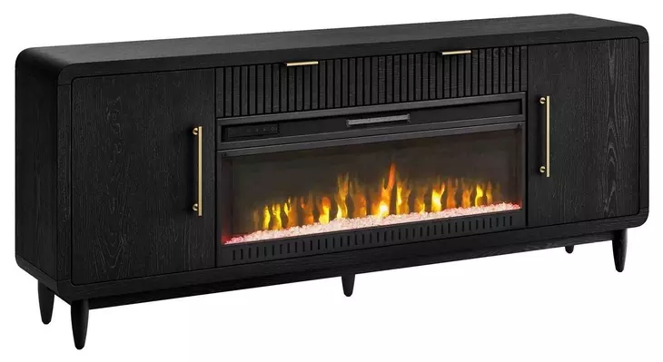 Camden Black 80" TV Stand with Fireplace