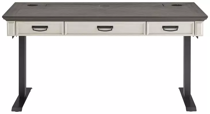 Hartford Antique White And Gray Electric Adjustable Height Adjustable Desk