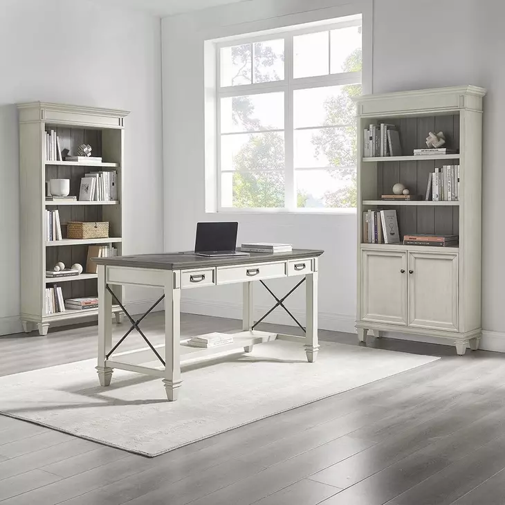 Hartford Antique White And Gray Writing Home Office Set