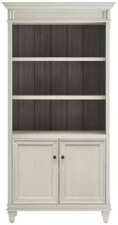 Hartford Antique White And Gray Lower Door Bookcase