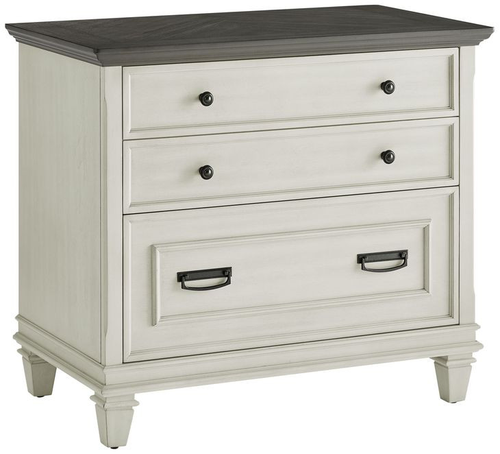 Hartford Antique White And Gray Pedestal Home Office Set from