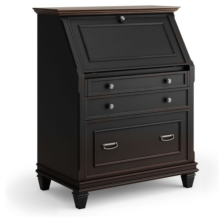 Hartford Black Drop-Lid Secretary Desk