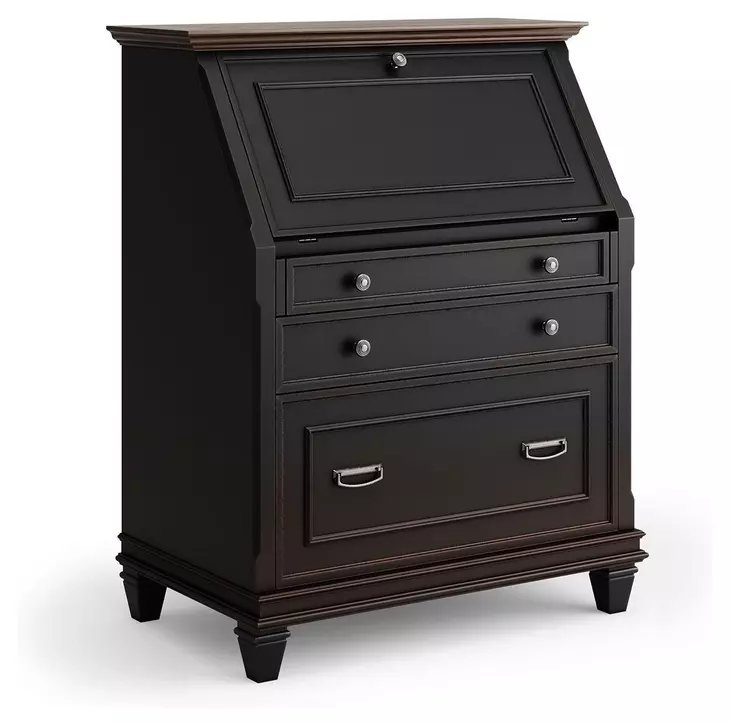 Hartford Black Drop-Lid Secretary Desk