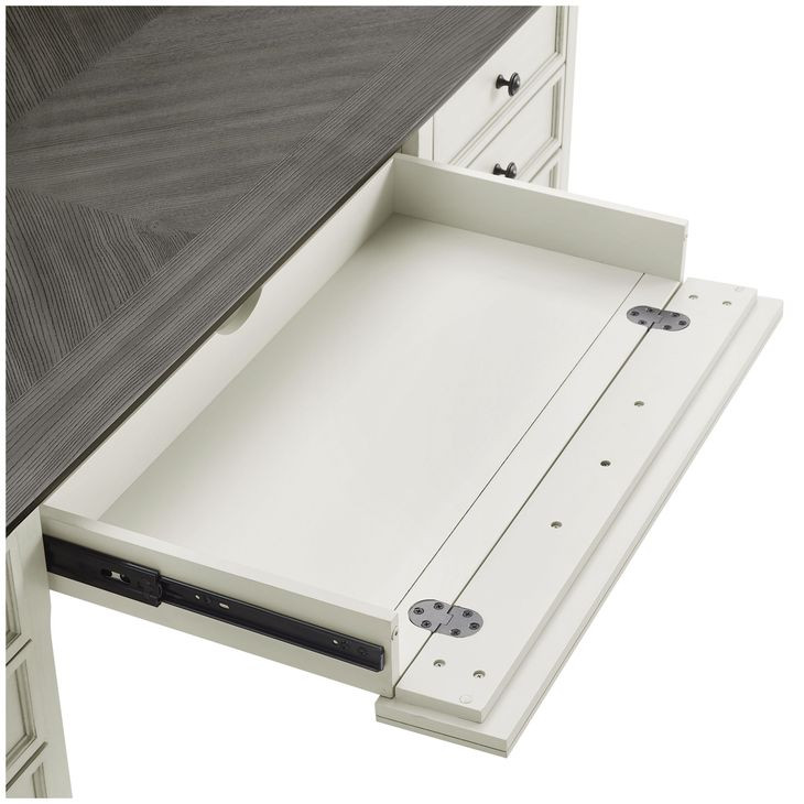 Hartford Antique White And Gray Double Pedestal Desk