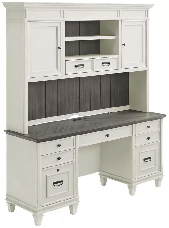 Hartford Antique White And Gray Double Pedestal Home Office Set
