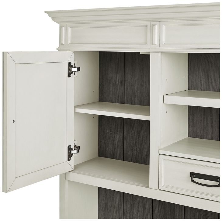 Hartford Antique White And Gray Credenza with Hutch